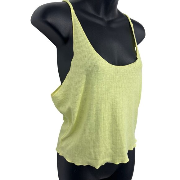 Anthropologie Ribbed Knit Yellow Spaghetti Strap Tank Top Size Medium M NWT New - Picture 4 of 10